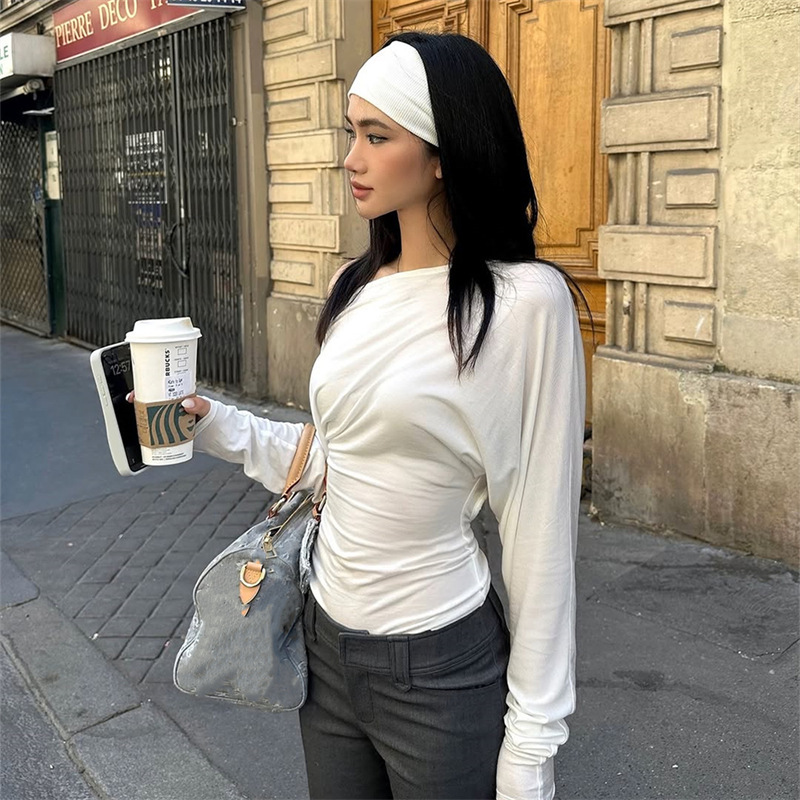 2026年 レディース ワンショルダートップ 長袖Tシャツ  - Blouse Off Shoulder のレビューと価格