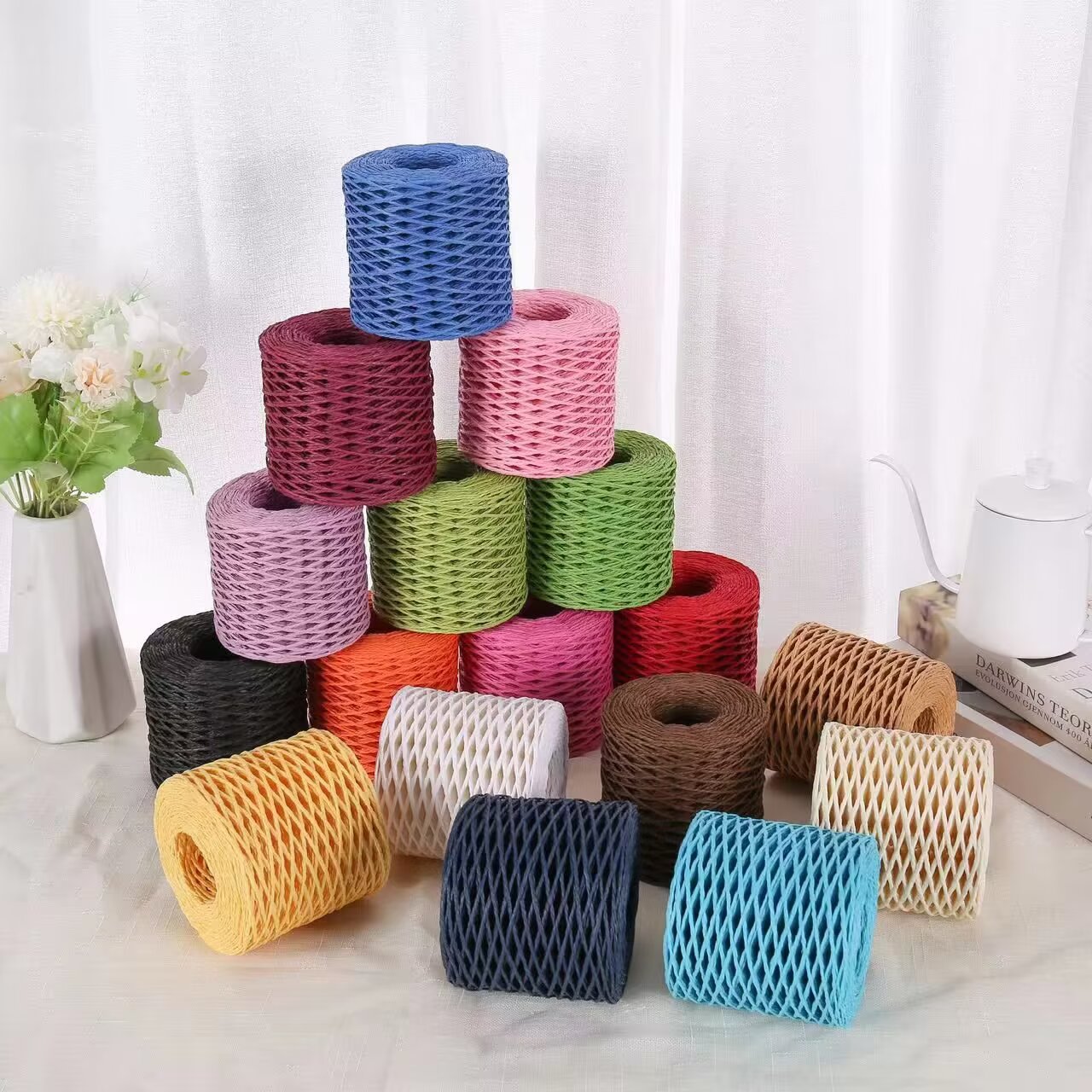 190g ラフィア糸、竹繊維製わら紙糸、手作りDIY材料、夏 - Crochet Bag Raffia のレビューと価格