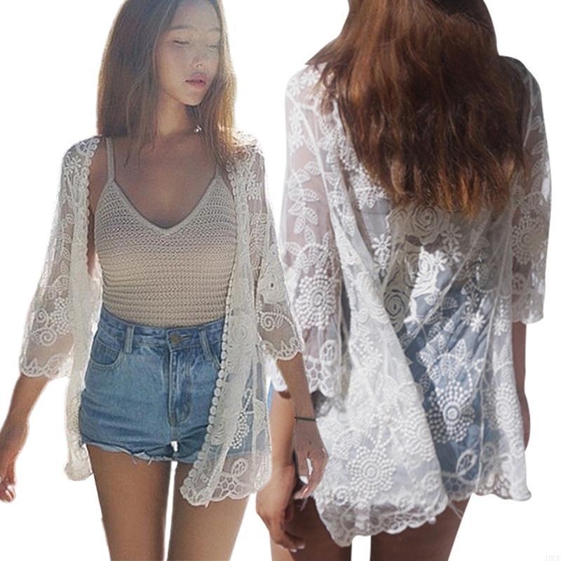 女性レースオープンフロントガリオカーディガンかぎ針編み花柄の - Kimono Sheer Floral のレビューと価格